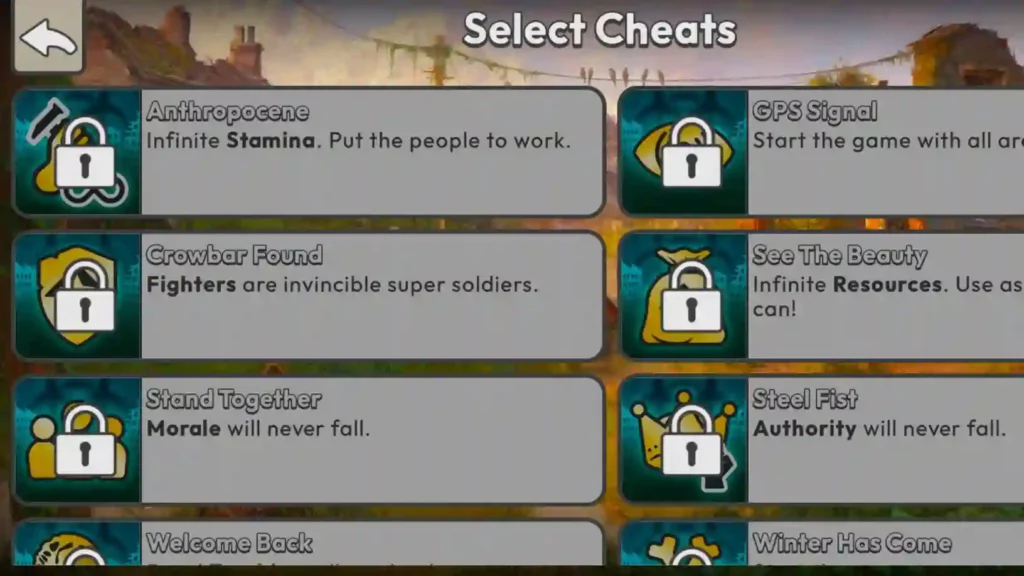 all cheats available in after inc.